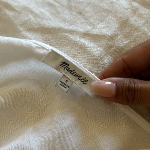 Madewell Button-Waist Wrap Midi Linen Dress - Picture 5 of 6